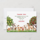 Kinderen Verjaardagsfeestje Boerderijdieren voor M Bedankkaart (Voorkant)