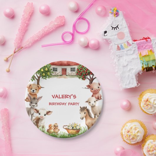 Kinderen Verjaardagsfeestje Boerderijdieren voor M Papieren Bordje (Feest)