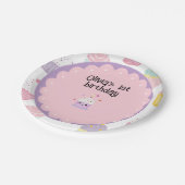 Kinderen verjaardagsfeestje cupcake pastel patroon papieren bordje (Gekanteld)