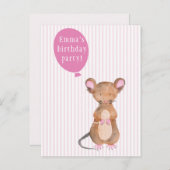 Kinderen Verjaardagsfeestje | Cute Woodland Mouse  Uitnodiging Briefkaart (Voorkant / Achterkant)