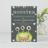 Kinderen Verjaardagsfeestje Monster Kaart (Staand voorkant)