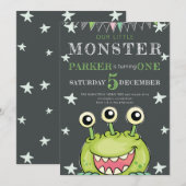 Kinderen Verjaardagsfeestje Monster Kaart (Voorkant / Achterkant)