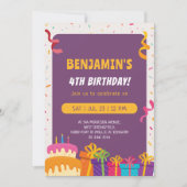 Kinderen verjaardagsfeestje taart en geschenken on kaart (Voorkant)