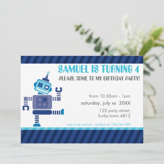 KINDEREN VERJAARDAGSFEESTJE UITNODIGEN schattige d Kaart (Staand voorkant)