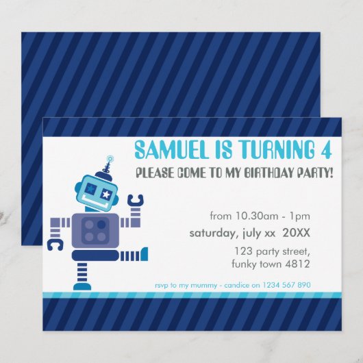 KINDEREN VERJAARDAGSFEESTJE UITNODIGEN schattige d Kaart (Voorkant / Achterkant)