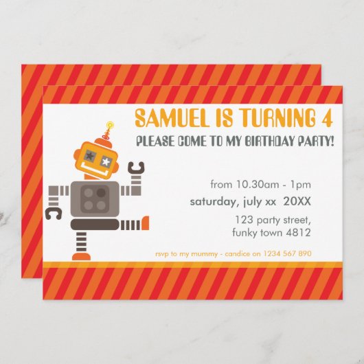 KINDEREN VERJAARDAGSFEESTJE UITNODIGEN schattige d Kaart (Voorkant / Achterkant)