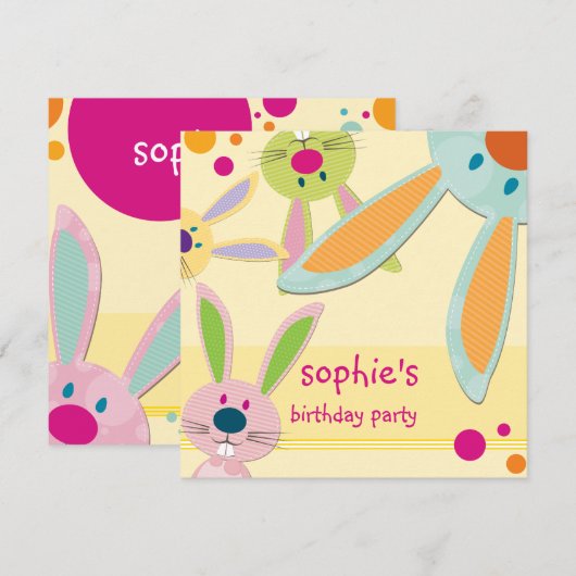 KINDEREN VERJAARDAGSFEESTJE UITNODIGEN schattige k Kaart (Voorkant / Achterkant)