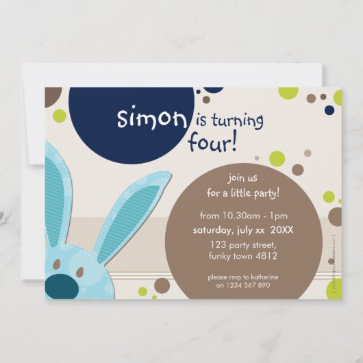 KINDEREN VERJAARDAGSFEESTJE UITNODIGEN schattige k Kaart (Achterkant)