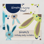 KINDEREN VERJAARDAGSFEESTJE UITNODIGEN schattige k Kaart (Voorkant / Achterkant)