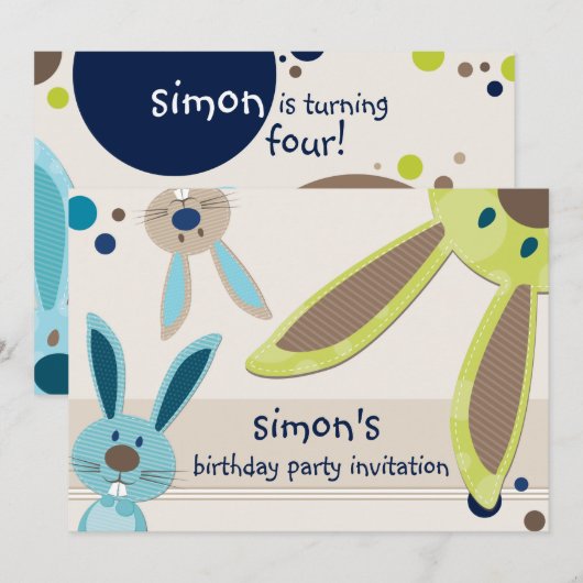 KINDEREN VERJAARDAGSFEESTJE UITNODIGEN schattige k Kaart (Voorkant / Achterkant)