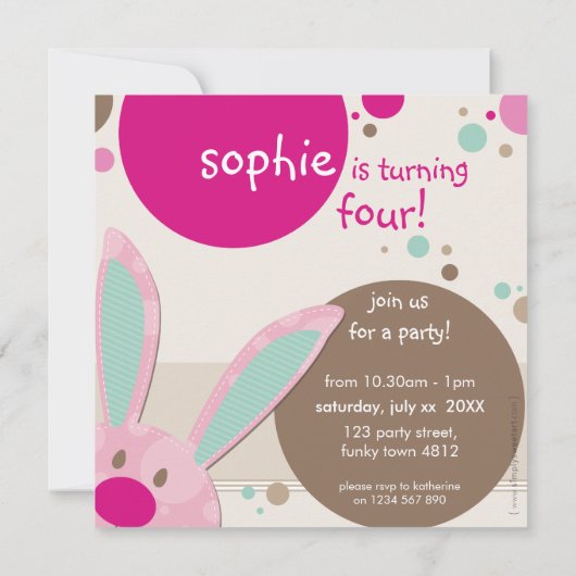 KINDEREN VERJAARDAGSFEESTJE UITNODIGEN schattige k Kaart (Achterkant)