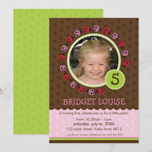 KINDEREN VERJAARDAGSFEESTJE UITNODIGEN schattige l Kaart (Voorkant / Achterkant)