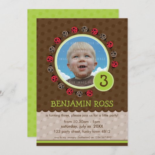 KINDEREN VERJAARDAGSFEESTJE UITNODIGEN schattige l Kaart (Voorkant / Achterkant)