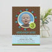 KINDEREN VERJAARDAGSFEESTJE UITNODIGEN schattige l Kaart (Staand voorkant)