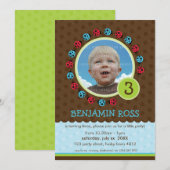 KINDEREN VERJAARDAGSFEESTJE UITNODIGEN schattige l Kaart (Voorkant / Achterkant)