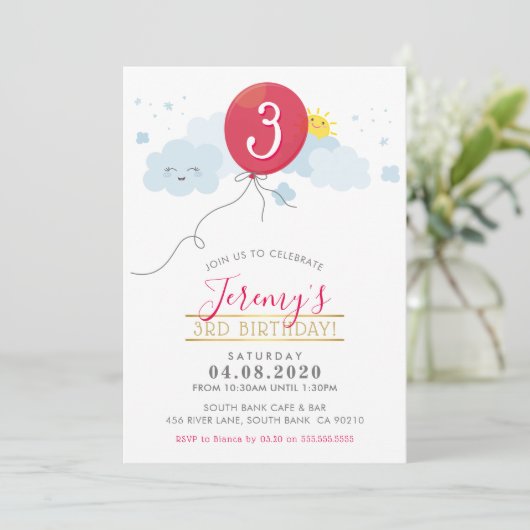 KINDEREN VERJAARDAGSFEESTJE UITNODIGEN schattige r Kaart (Staand voorkant)