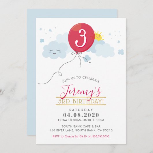 KINDEREN VERJAARDAGSFEESTJE UITNODIGEN schattige r Kaart (Voorkant / Achterkant)