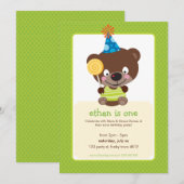 KINDEREN VERJAARDAGSFEESTJE UITNODIGEN teddybeer l Kaart (Voorkant / Achterkant)
