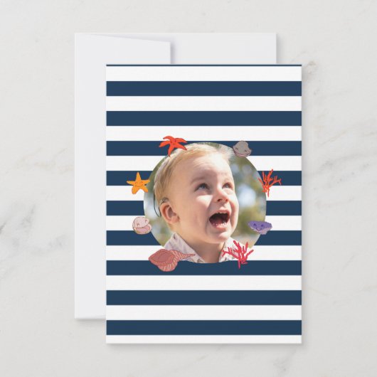 Kinderen verjaardagsfeestje zomer zeiler bedankkaart (Voorkant)