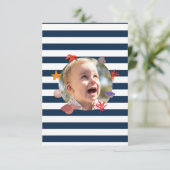 Kinderen verjaardagsfeestje zomer zeiler bedankkaart (Staand voorkant)