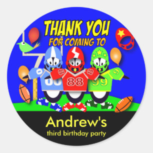 Kinderen verjaardagsfeestjes Bedankt Stickers: Ame Ronde Sticker