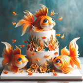 KINDEREN VERJAARDAGSTAART MET GROTE OGEN GOUDVISSE KAART