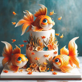 KINDEREN VERJAARDAGSTAART MET GROTE OGEN GOUDVISSE KAART