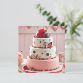 KINDEREN VERJAARDAGSTAART MET LADY BUG OP DE TOP KAART (Staand voorkant)