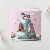 KINDEREN VERJAARDAGSTAART MET SCHATTIGEE PONY THEM KAART (Voorkant / Achterkant in situ)