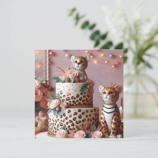 KINDEREN VERJAARDAGSTAART SCHATTIGE LUIPAARD THEMA KAART (Staand voorkant)