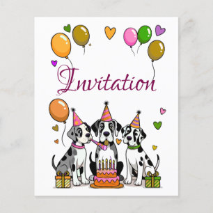 Kinderen verjaardagsuitnodiging Great Dane Puppy