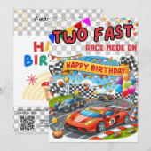 Kinderen verjaardagsuitnodiging: Twee snelle auto' Kaart (Voorkant / Achterkant)