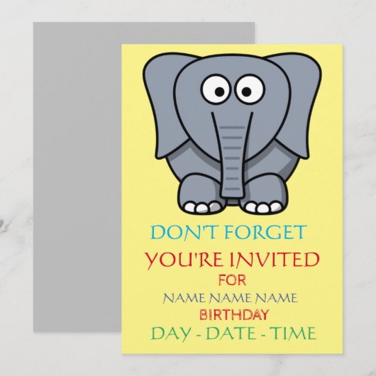 kinderen verjaardagsuitnodigingen kaart (Voorkant / Achterkant)