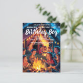 Kinderen verzameld rond kampvuur uitnodiging voor  (Staand voorkant)