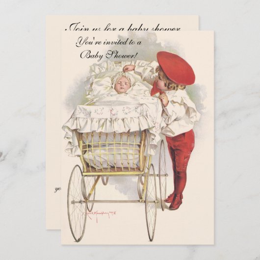 kinderen, Victoriaans Baby shower Kaart (Voorkant / Achterkant)