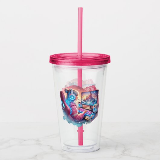 Kinderen Videogamer Acryl Drinkbeker (Voorkant)