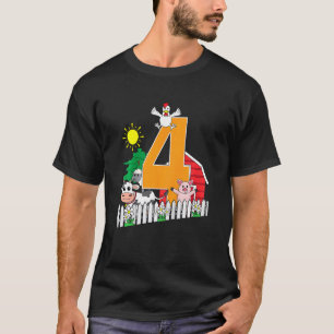 Kinderen vierde 4de verjaardag boerderij dier koe  t-shirt