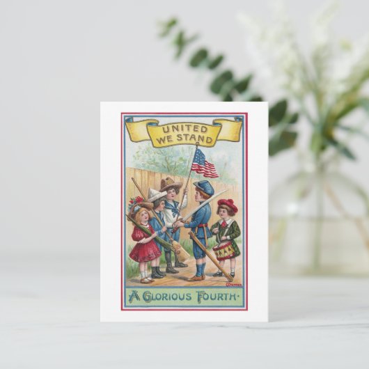 Kinderen vieren de vierde briefkaart (Staand voorkant)