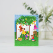 Kinderen vieren het joodse feest van Sukkot Briefkaart (Staand voorkant)