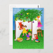 Kinderen vieren het joodse feest van Sukkot Briefkaart (Voorkant / Achterkant)