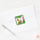 Kinderen vieren het joodse feest van Sukkot Vierkante Sticker (Envelop)