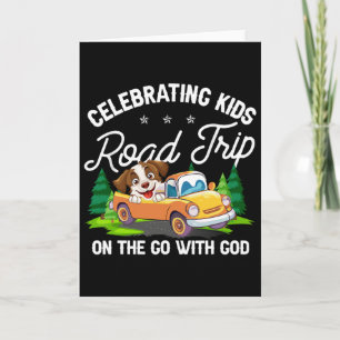 Kinderen vieren Road Trip On The Go With God Vbs Kaart