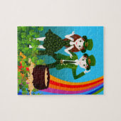 Kinderen vieren St. Patrick's Day met de groene Legpuzzel (Horizontaal)