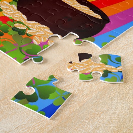 Kinderen vieren St. Patrick's Day met de groene Legpuzzel (Zijkant)