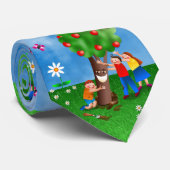 Kinderen vieren Tu B'Shevat planting Trees Stropdas (Opgerold)