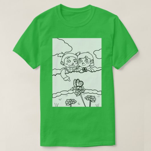 Kinderen vinden een vlinder zoals het kleuren van  t-shirt (Design voorkant)