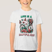 Kinderen vintage fiets Tri-Blend shirt (Voorkant)