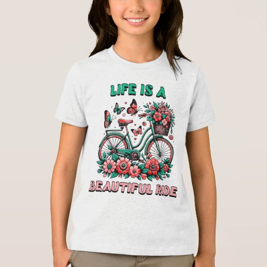 Kinderen vintage fiets Tri-Blend shirt (Voorkant)