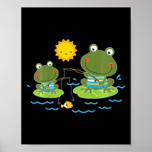 Kinderen Vissen Kikkers Schattige Visser Poster