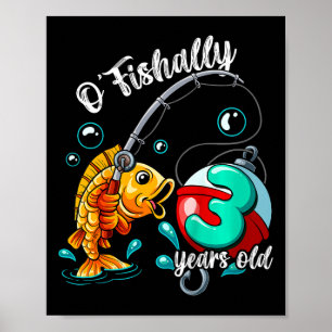 Kinderen Vissen officieel 3 Jaar Oud 3e Verjaardag Poster
